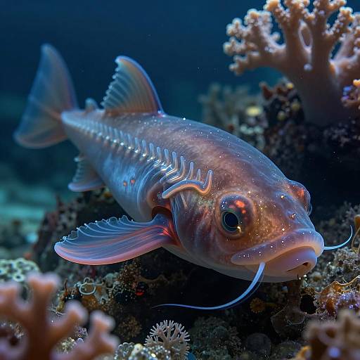 Surreal Leviathan in Glowing Cavern