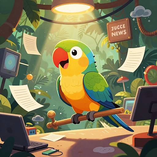 Colorful Parrot Reporter in Jungle