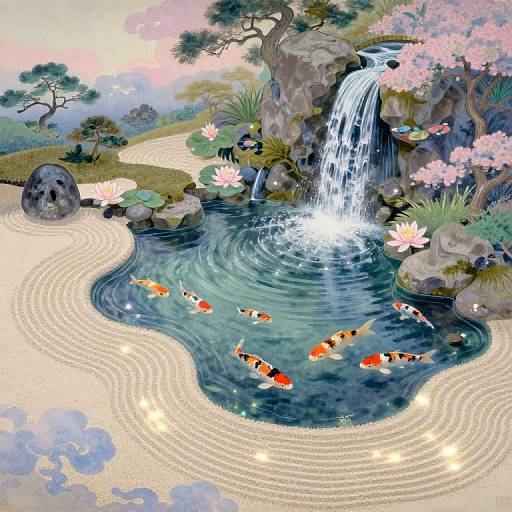 Zen Garden Aerial Impressionist Fusion