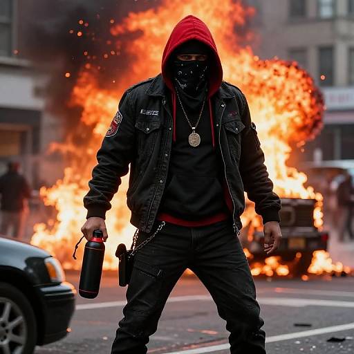 Urban Thug Amid Fiery Chaos