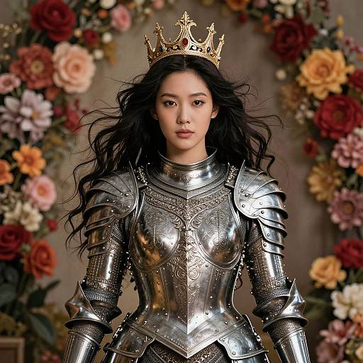 Regal Warrior Queen in Metallic Armor