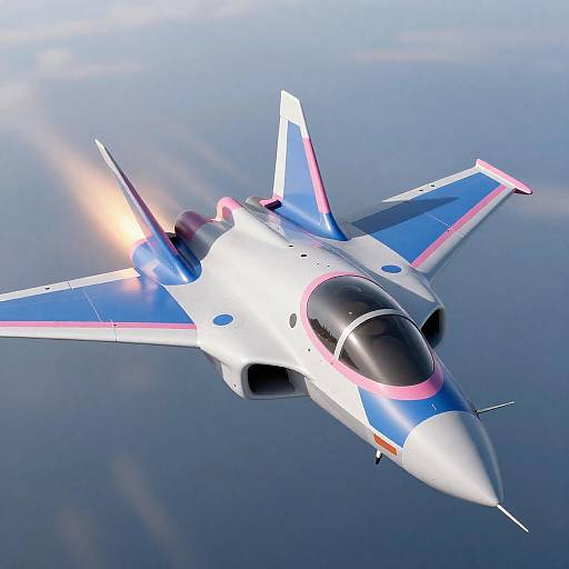 Anthropomorphic Neon Jet Racing Through Skies