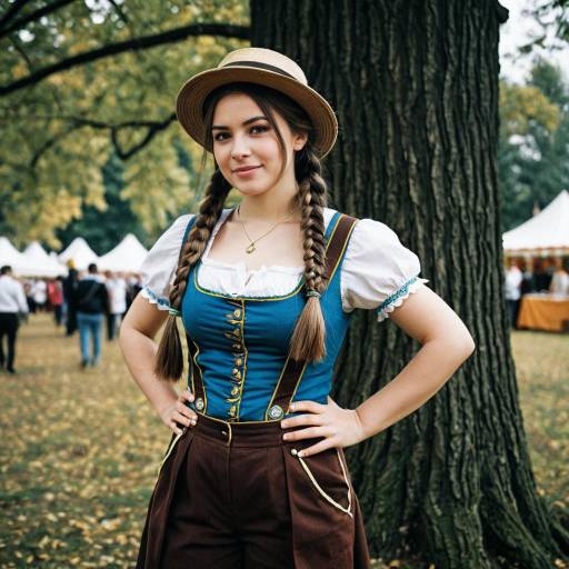 Woman in Traditional Oktoberfest Costume Outdoors