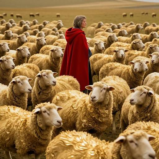 Surreal Shepherd with Liquid Gold Sheep