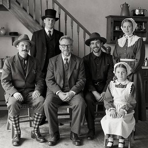 Vintage Group Portrait in Rustic Interior