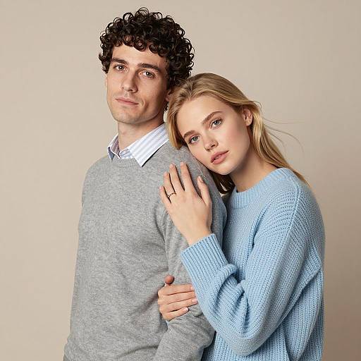 Couple Embracing in Soft Sweaters
