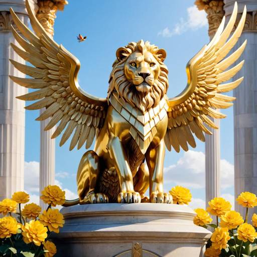 Majestic Lion Statue on Throne