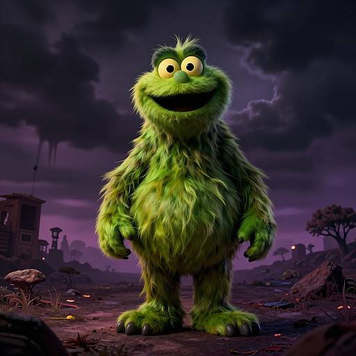 Ominous Grimace in Surreal Landscape