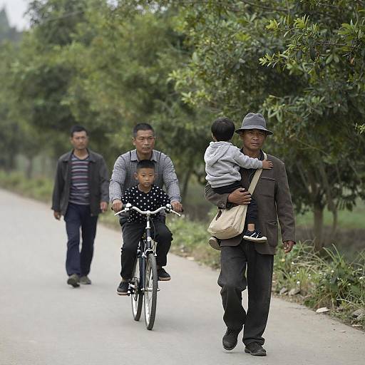 Serene Rural Path with Families