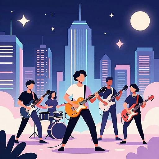 Neon Cityscape Concert Poster