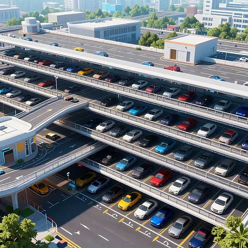 Futuristic Multi-Level AI Parking Lot