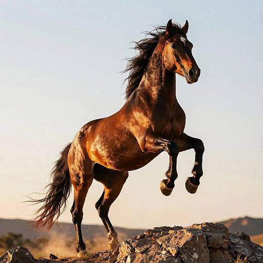 Wild Stallion Reared at Sunset