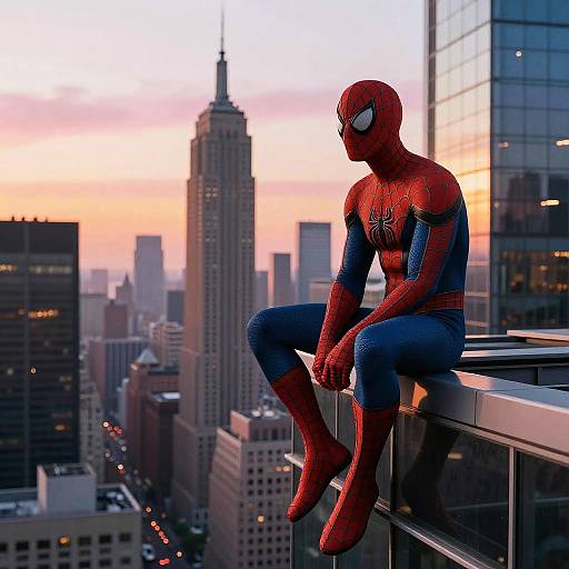 Spider-Man at Dawn on City Edge