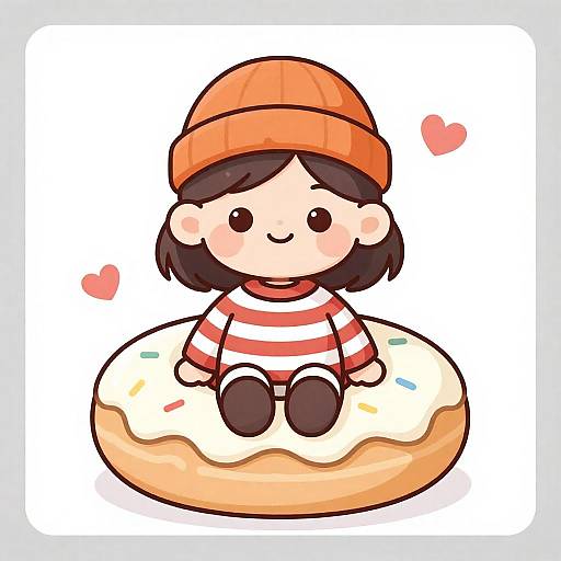 Cute Girl on a Giant Donut