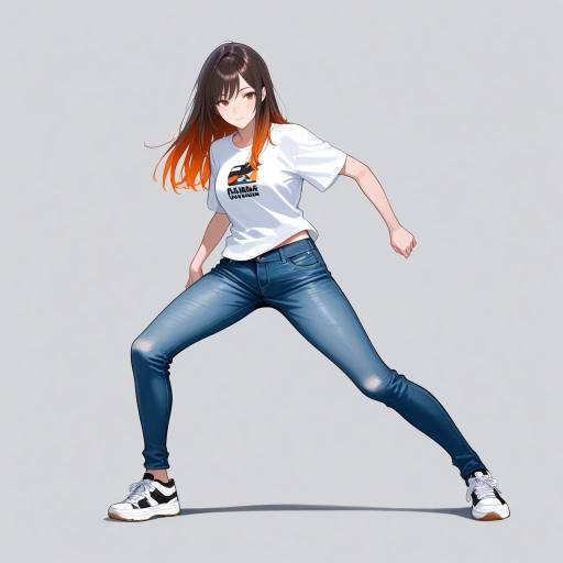 Vividly Dyed Girl in Dynamic Pose Vividly Dyed Girl in Dynamic Pose