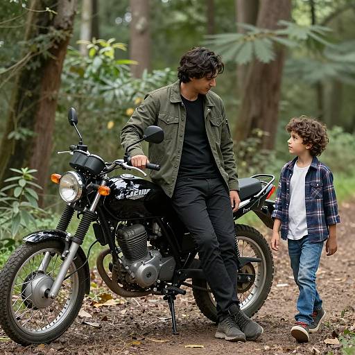 Father and Son in a Forest Setting