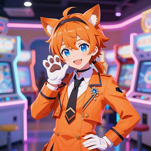 Vibrant Neon Arcade Adachi Rei Portrait