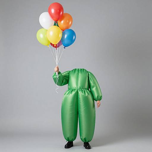 Wearable Balloon Costume with Green Jumpsuit