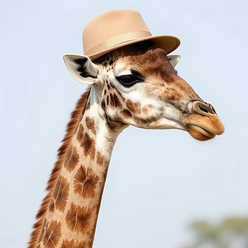 Stylish Female Giraffe in Patterned Outfit