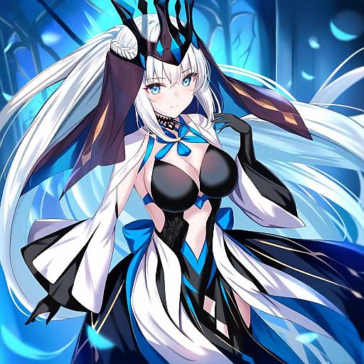 Illustration of Morgan le fay (queen of winter) (fate), fate/grand order in the style of Yuano