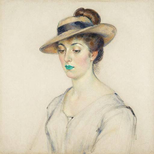Impressionist Woman with Turquoise Lipstick