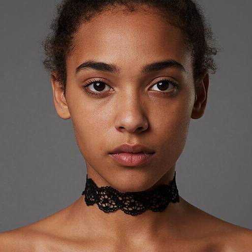 Surinamese Woman Wearing Black Lace Choker