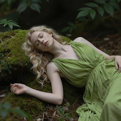 Serene Woman in Mystical Forest