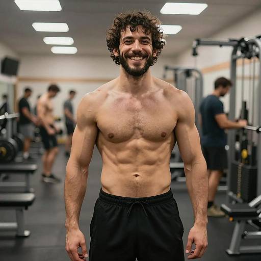 Smiling Muscular Man Standing in Gym