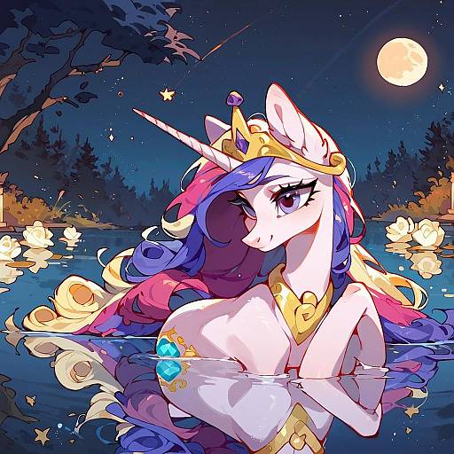 Feral Pony Cadance Swimming at Night