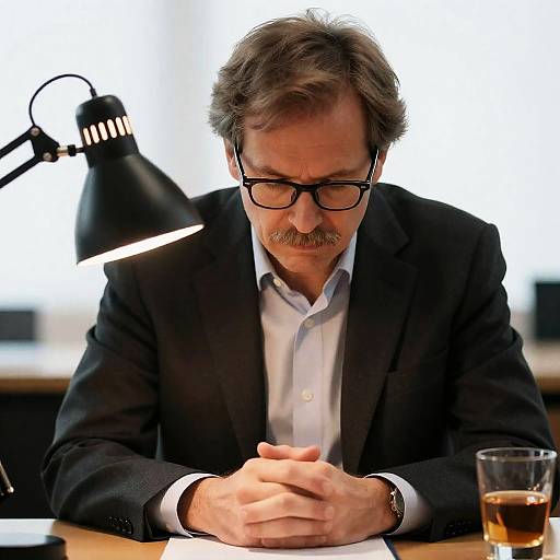 Thoughtful Businessman at His Desk