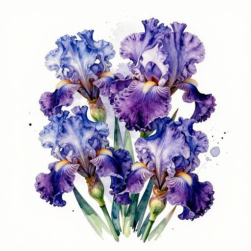 Epic Watercolor Violet & Iris Bouquet