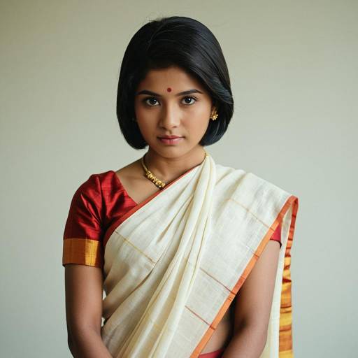 Young Indian Woman in Traditional Cotton Saree