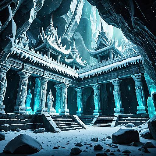 Ancient Icy Temple in Crystal Cavern
