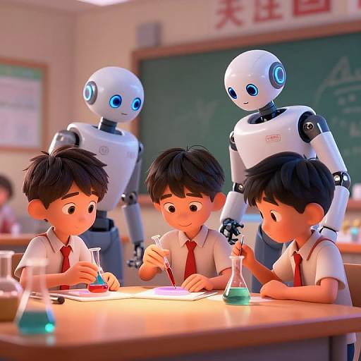 Disney-Style Robot Teacher Chemistry Class