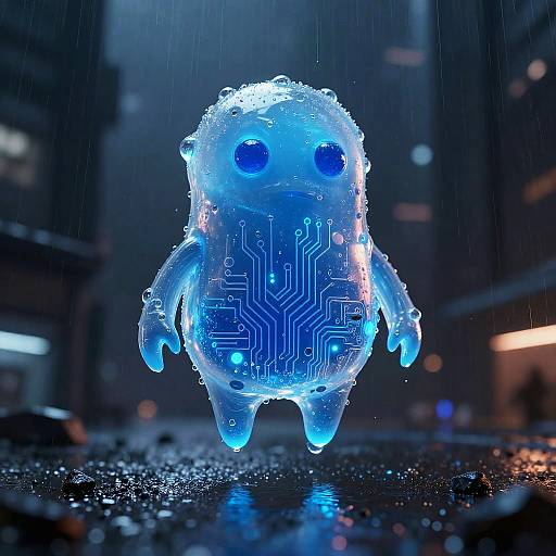 Futuristic Blue Slime Cyberpunk Character