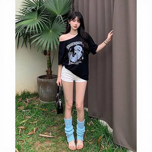 Young Woman in Stylish Casual Outfit