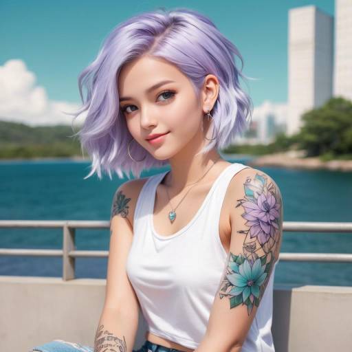 Casual Portrait of a Lavender-Haired Woman Casual Portrait of a Lavender-Haired Woman