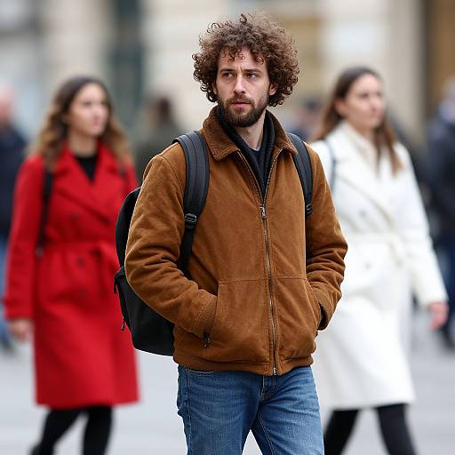 Man with Curly Hair and Beard