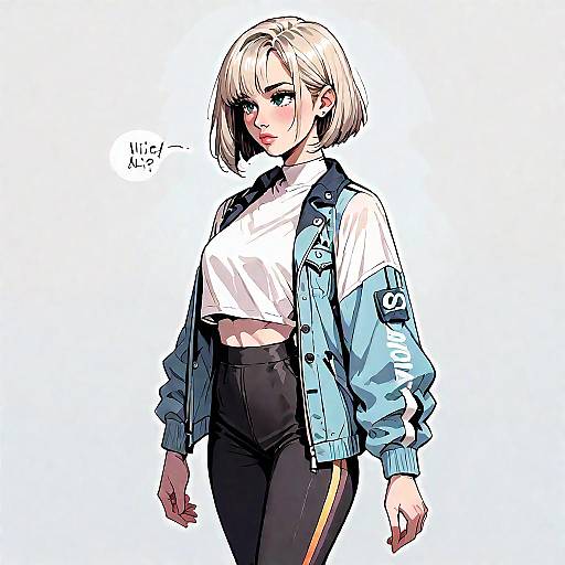 Anime Woman with Hovering Text