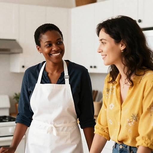 Two Women Chatting in Kitchen