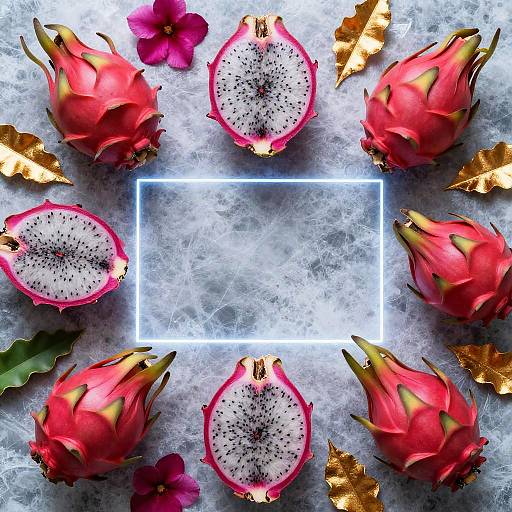 Light Painting Red Dragon Fruits Scene