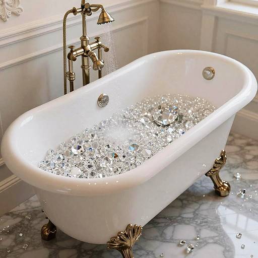 Luxurious Bathtub Overflowing with Diamonds