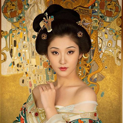 Ornate Chinese Woman in Art Nouveau Style