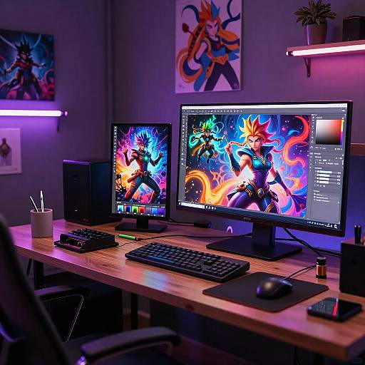 Vibrant Fan Art Studio Scene