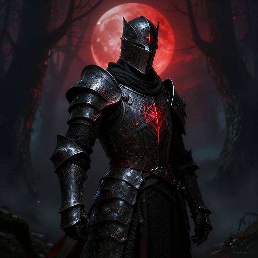 Dark Fantasy Knight in Enchanted Forest