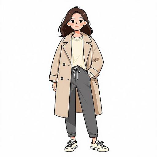 Casual Chic Woman in Wool Coat