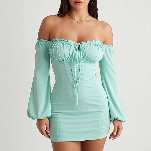 Contemporary Romantic Woman in Mint Dress