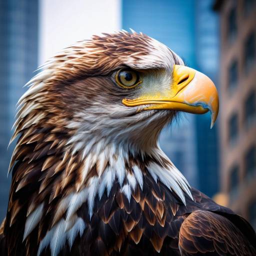 Majestic Eagle Soaring Over Vibrant City Majestic Eagle Soaring Over Vibrant City