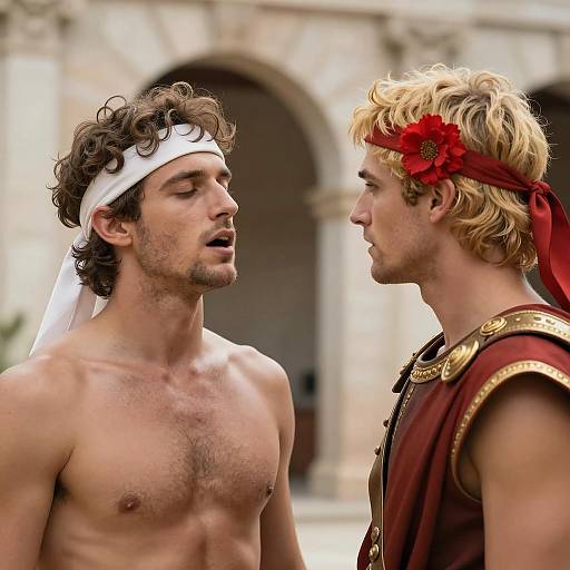 Dynamic Duo in Ancient Roman Attire