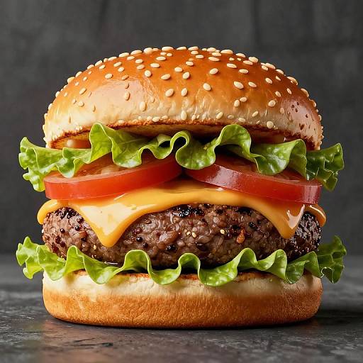 Ultra-Realistic Vibrant Burger Artwork